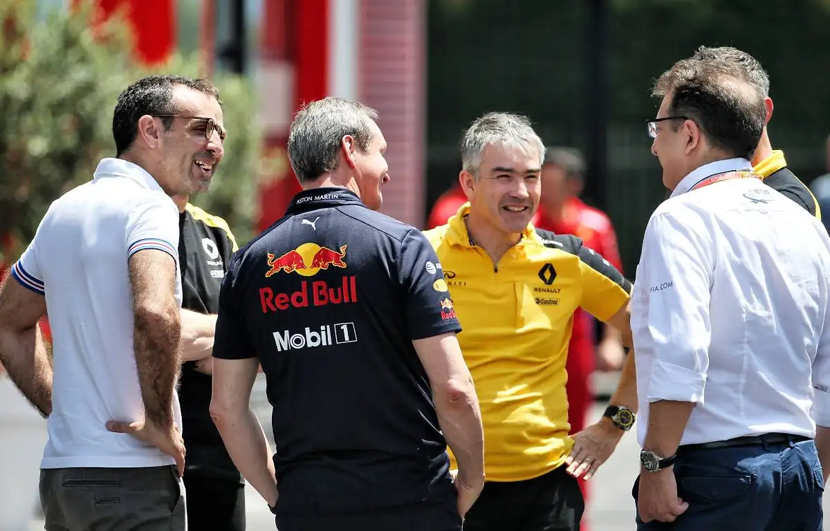 Red Bull and Renault staff talk. France, June 2019.