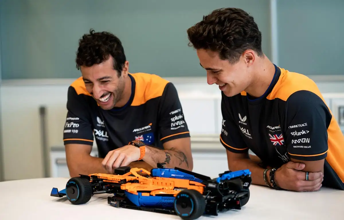 McLaren drivers launch new LEGO Technic replica model. Photo by McLaren February 2022.