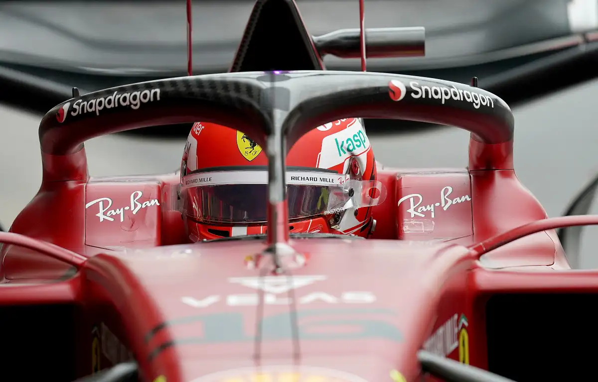 Charles Leclerc sat in his Ferrari F1-75. Barcelona February 2022.