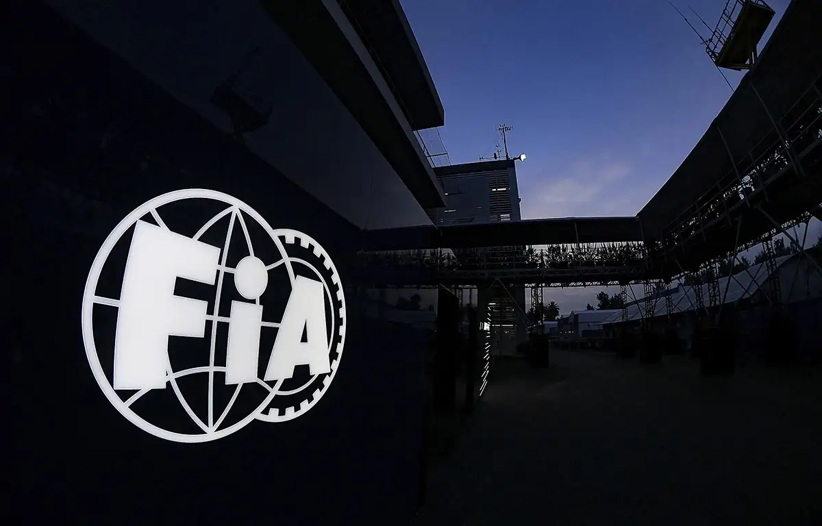 FIA logo lit up at Mexican Grand Prix. Mexico City 2021