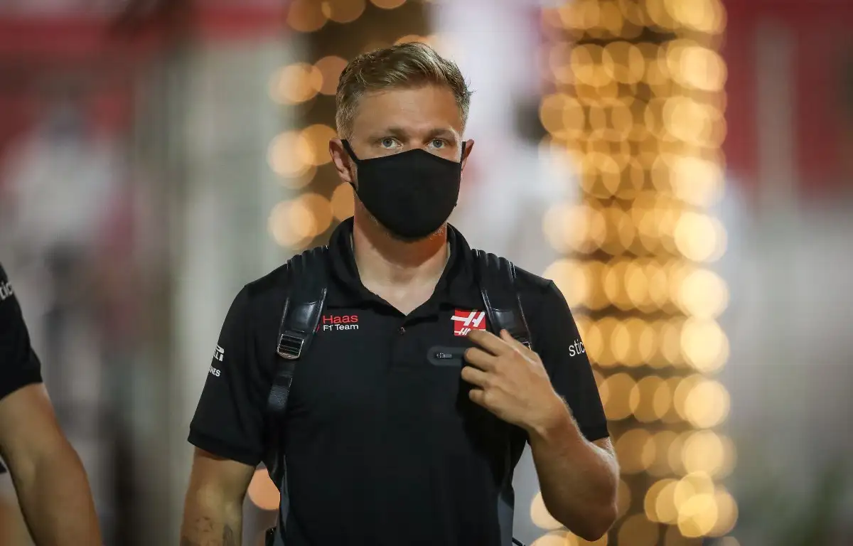 Kevin Magnussen in a Haas polo. Bahrain, December 2020.