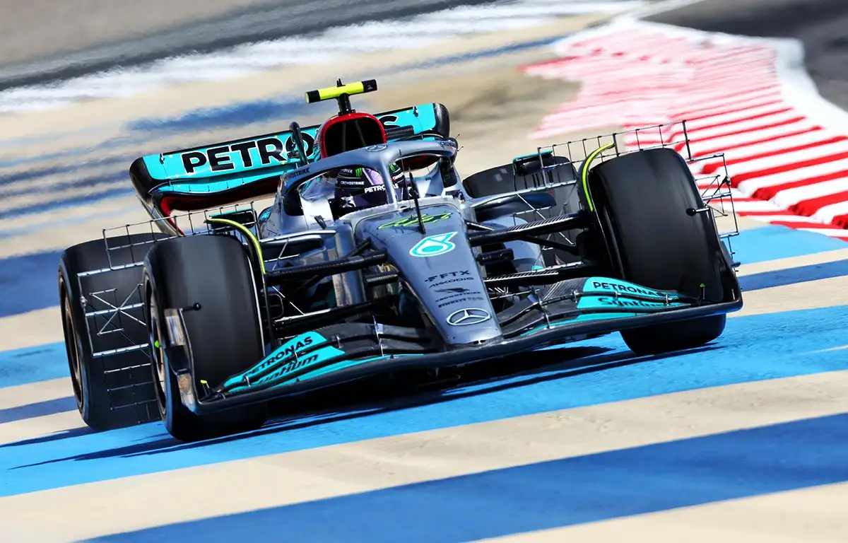 Lewis Hamilton in the Mercedes W13. Bahrain March 2022