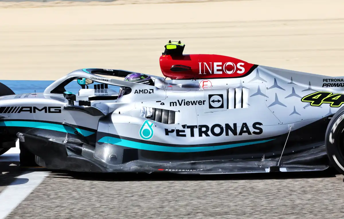 Lewis Hamilton runs the zero pod W13 in testing. Bahrain March 2022