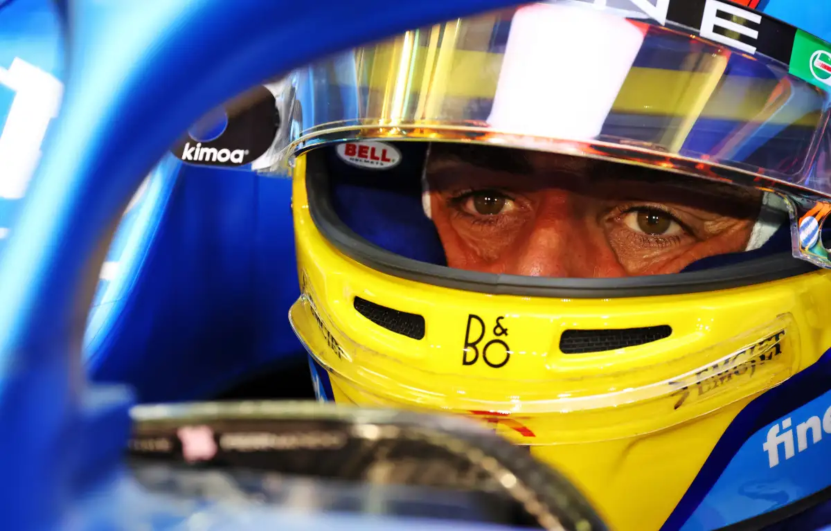 Fernando Alonso eyes focused in testing. Bahrain March 2022