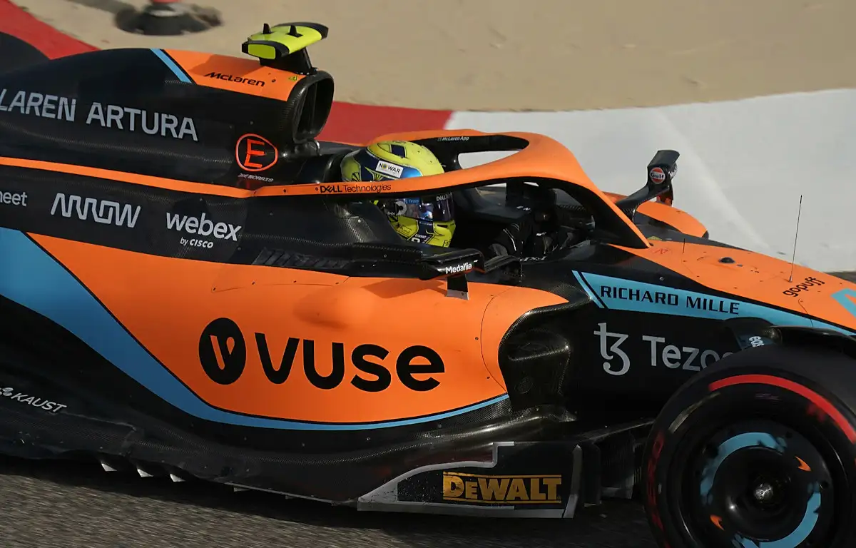 Lando Norris out on track in testing. Bahrain March 2022