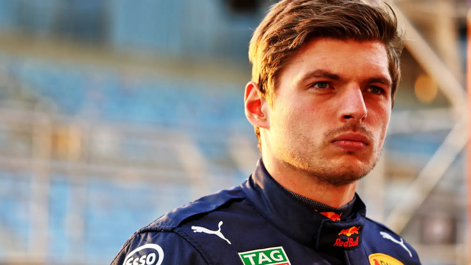 Max Verstappen looking serious. Bahrain March 2022