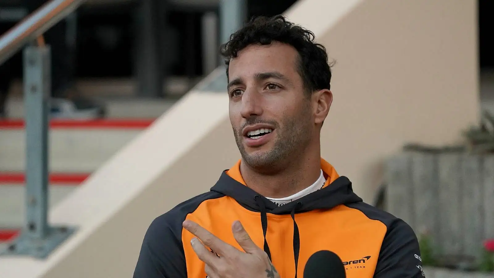 Daniel Ricciardo being interviewed. Bahrain March 2022.