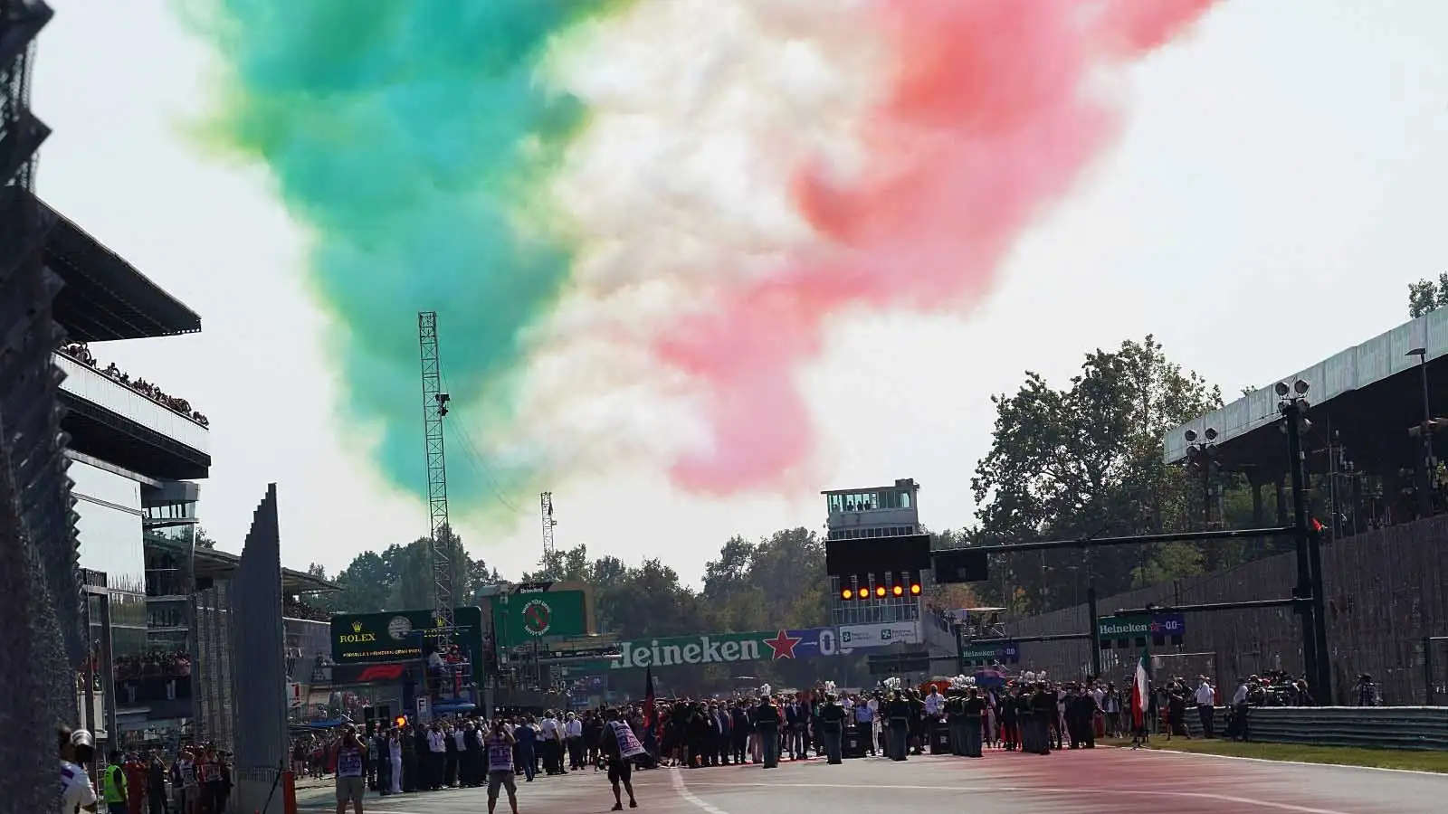 Italian planes fly over the grid. Monza September 2021.