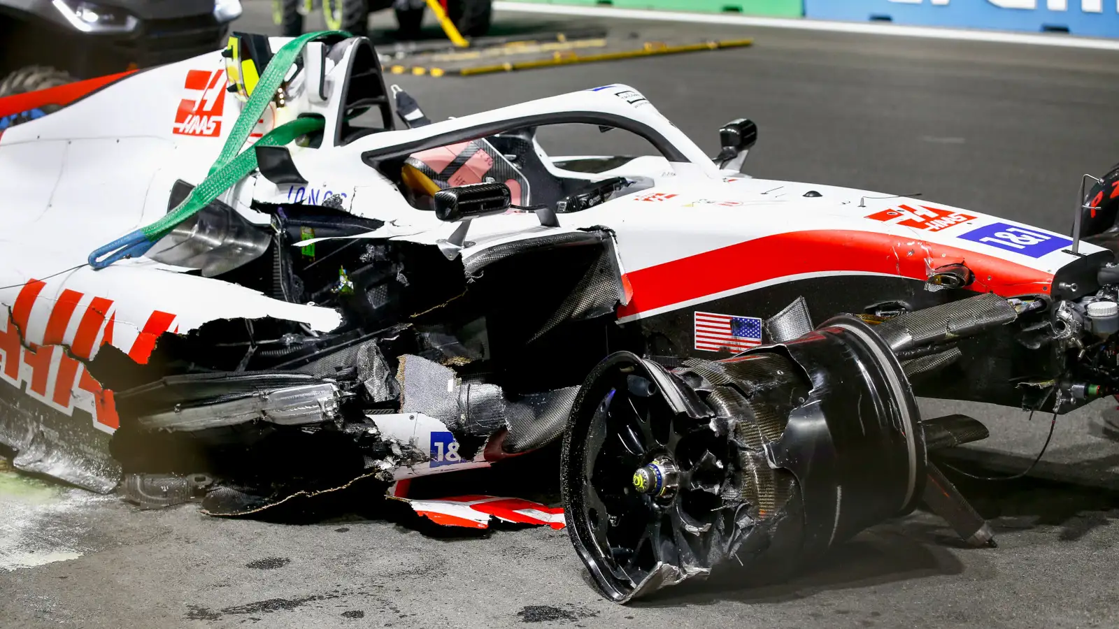 Mick Schumacher wrecked Haas VF-22. Saudi Arabia March 2022