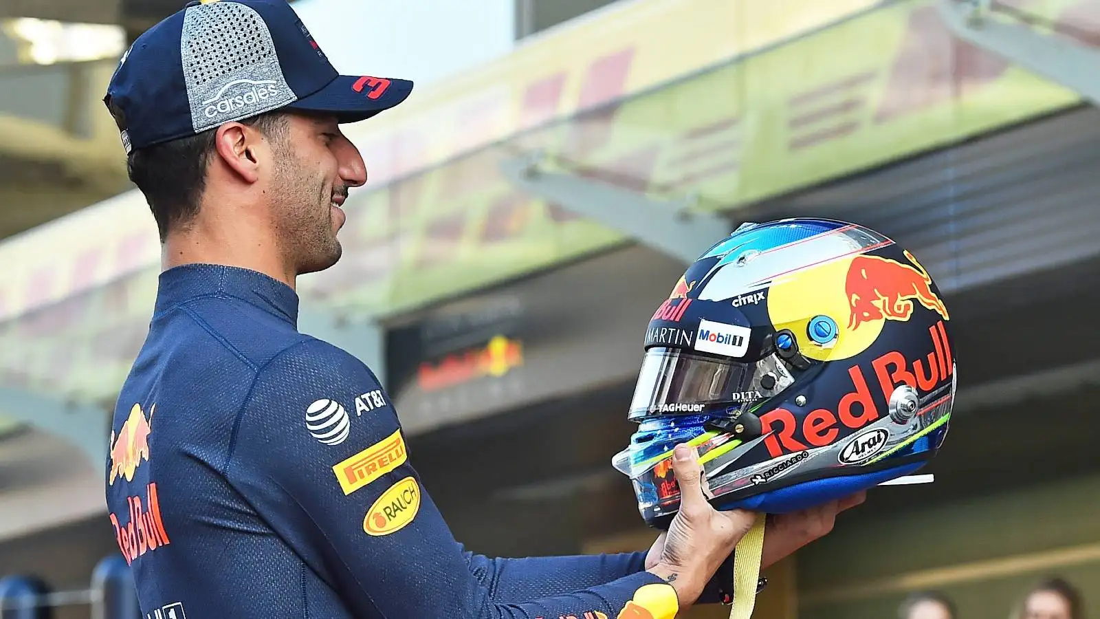 Daniel Ricciardo in Red Bull race suit. Abu Dhabi November 2018.