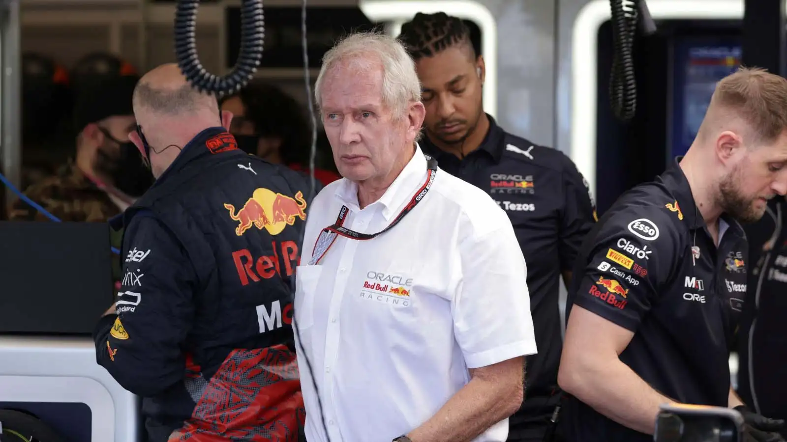 Helmut Marko in the Red Bull garage. Melbourne April 2022.