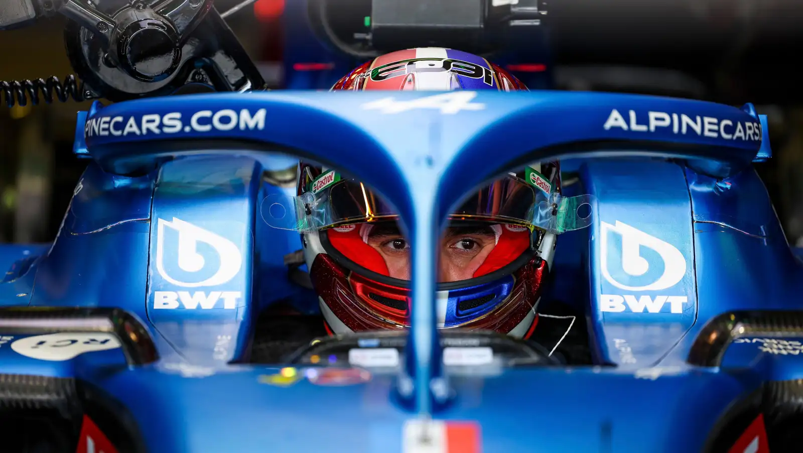 Esteban Ocon focused in the car. Australia April 2022