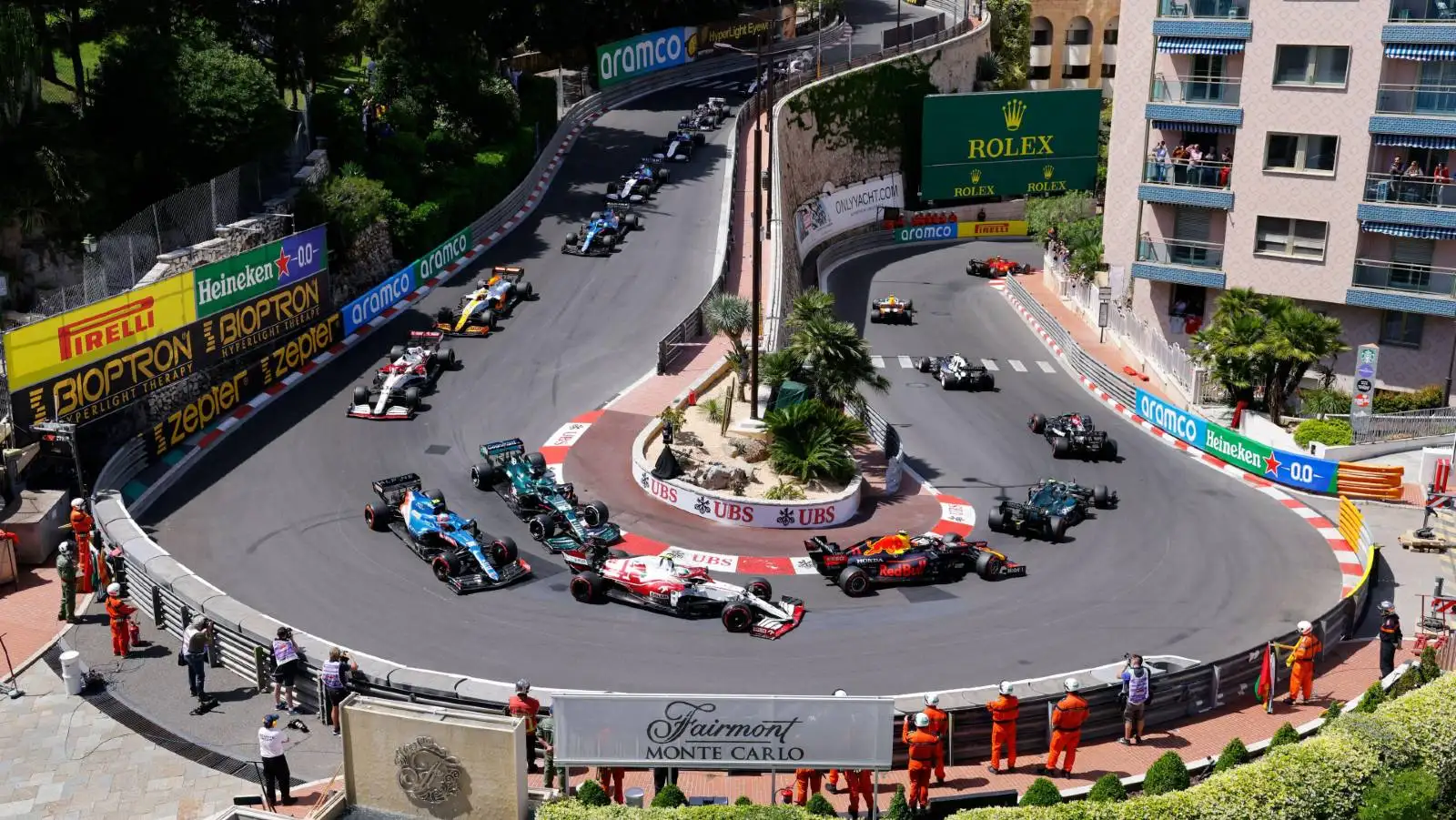 Hairpin during the Monaco GP. Monte Carlo May 2021.