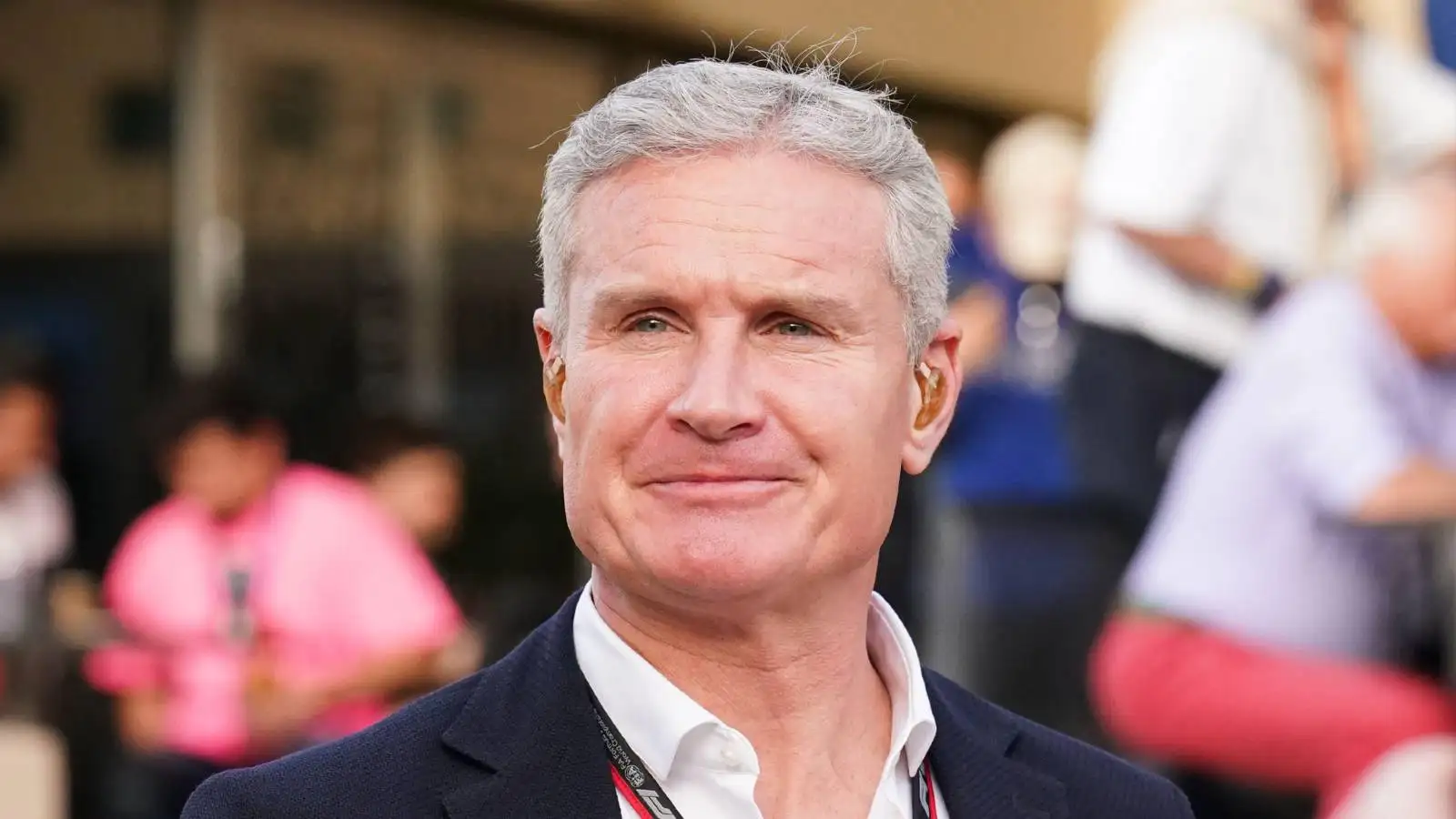 Close-up of David Coulthard on Channel 4 duty at the 2022 Bahrain Grand Prix.