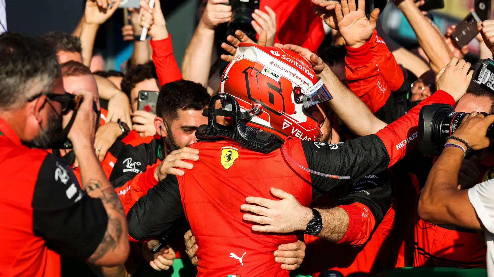 Charles Leclerc and Ferrari celebrate. Australia April 2022