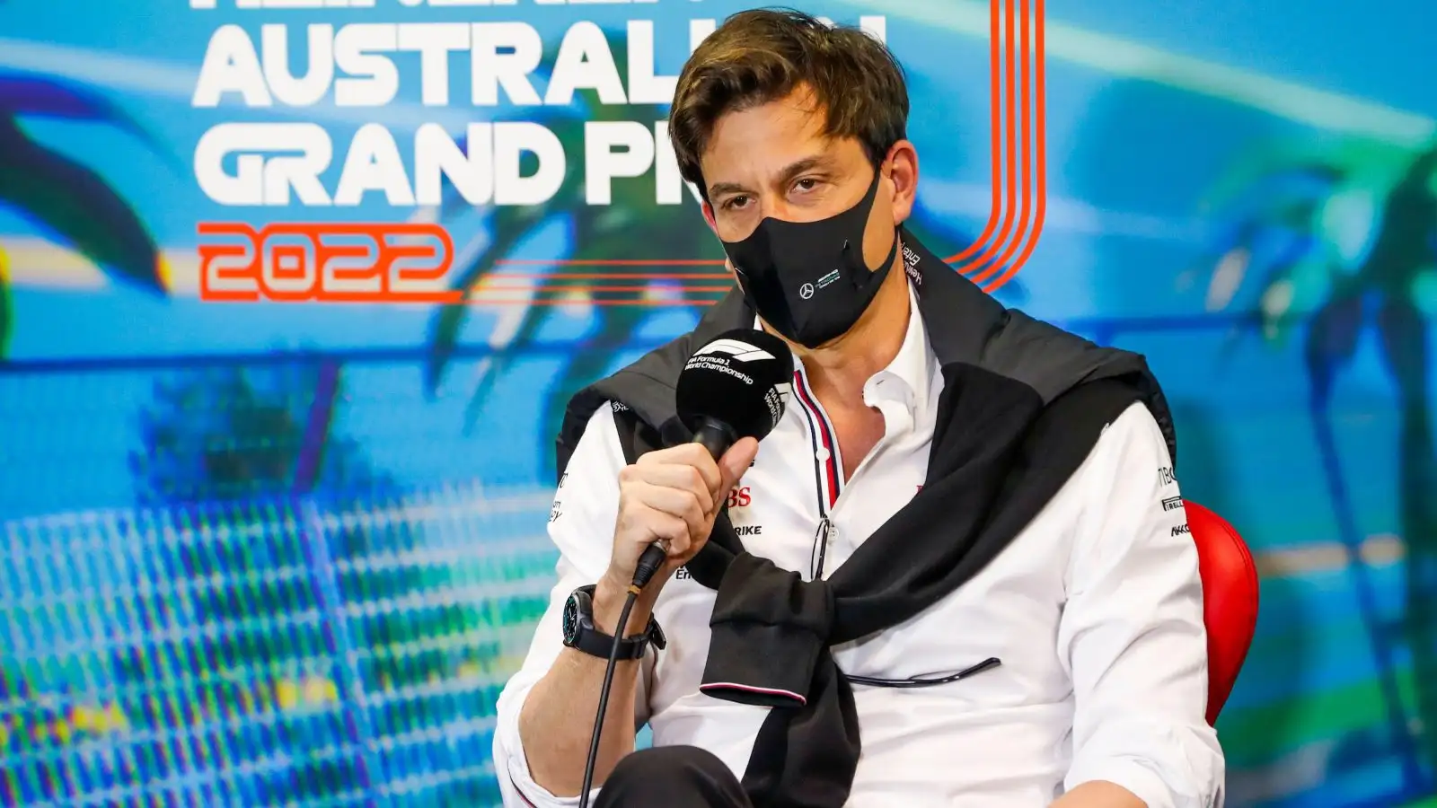 Toto Wolff at a press conference. Melbourne, April 2022.