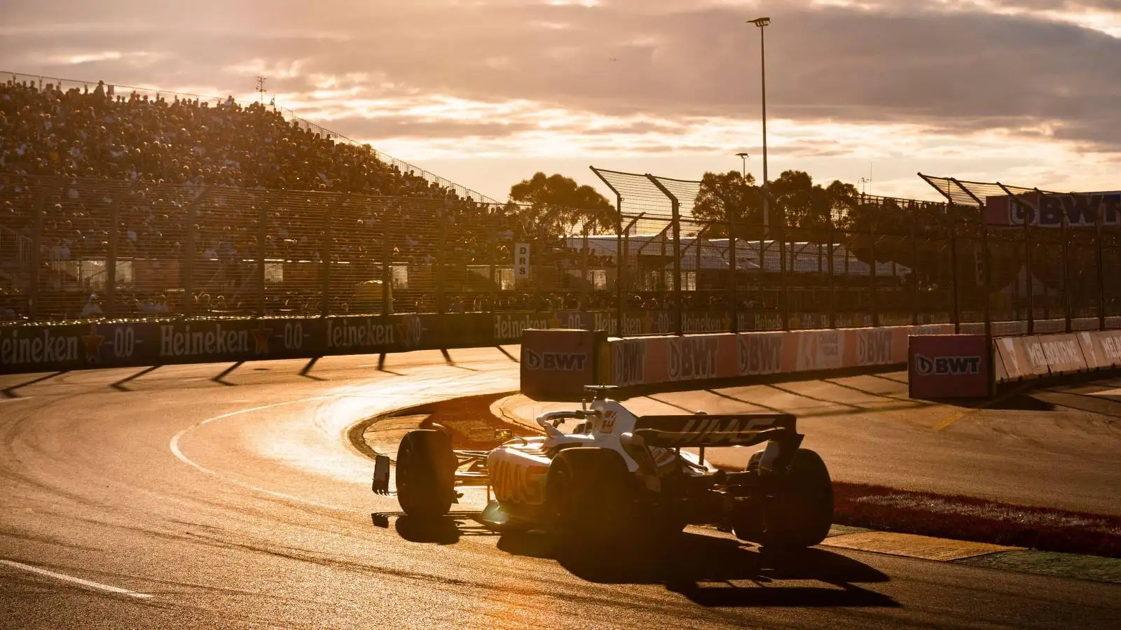 Haas VF-22 in the sunset. Australia, April 2022.