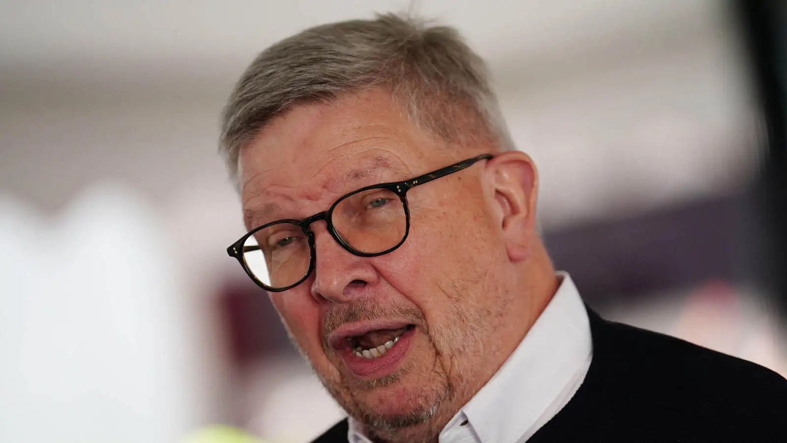 Ross Brawn speaks to reporters. Imola April 2022.