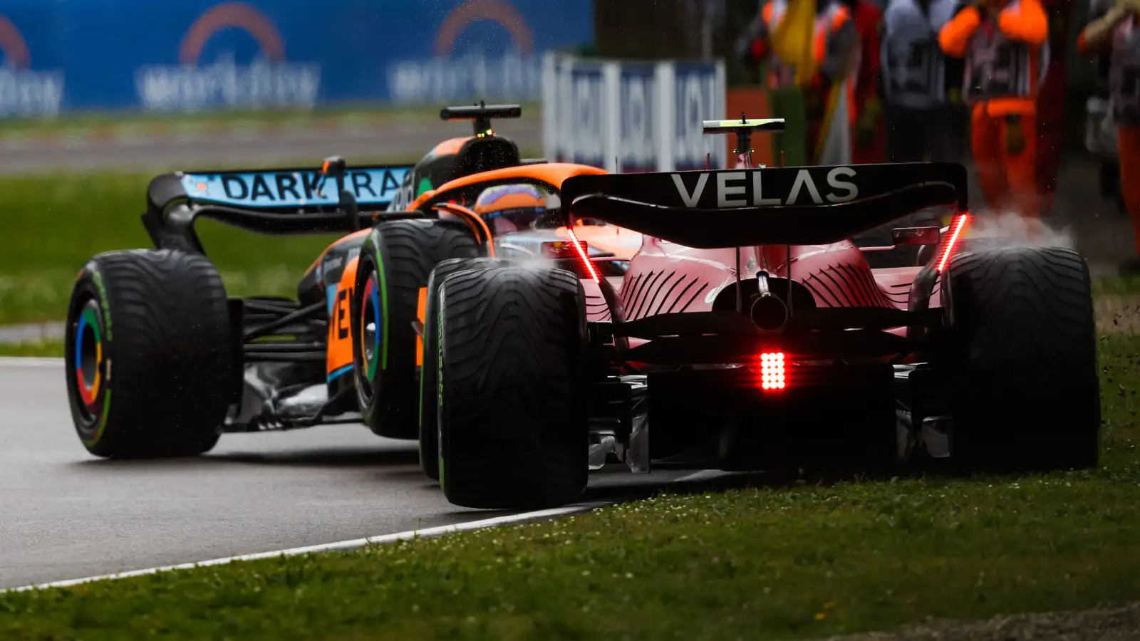 Daniel Ricciardo spins Carlos Sainz. Imola April 2022
