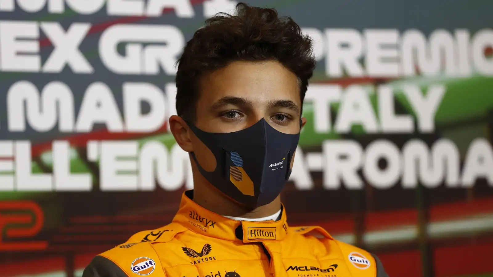 Lando Norris during a press conference. Imola, April 2022.