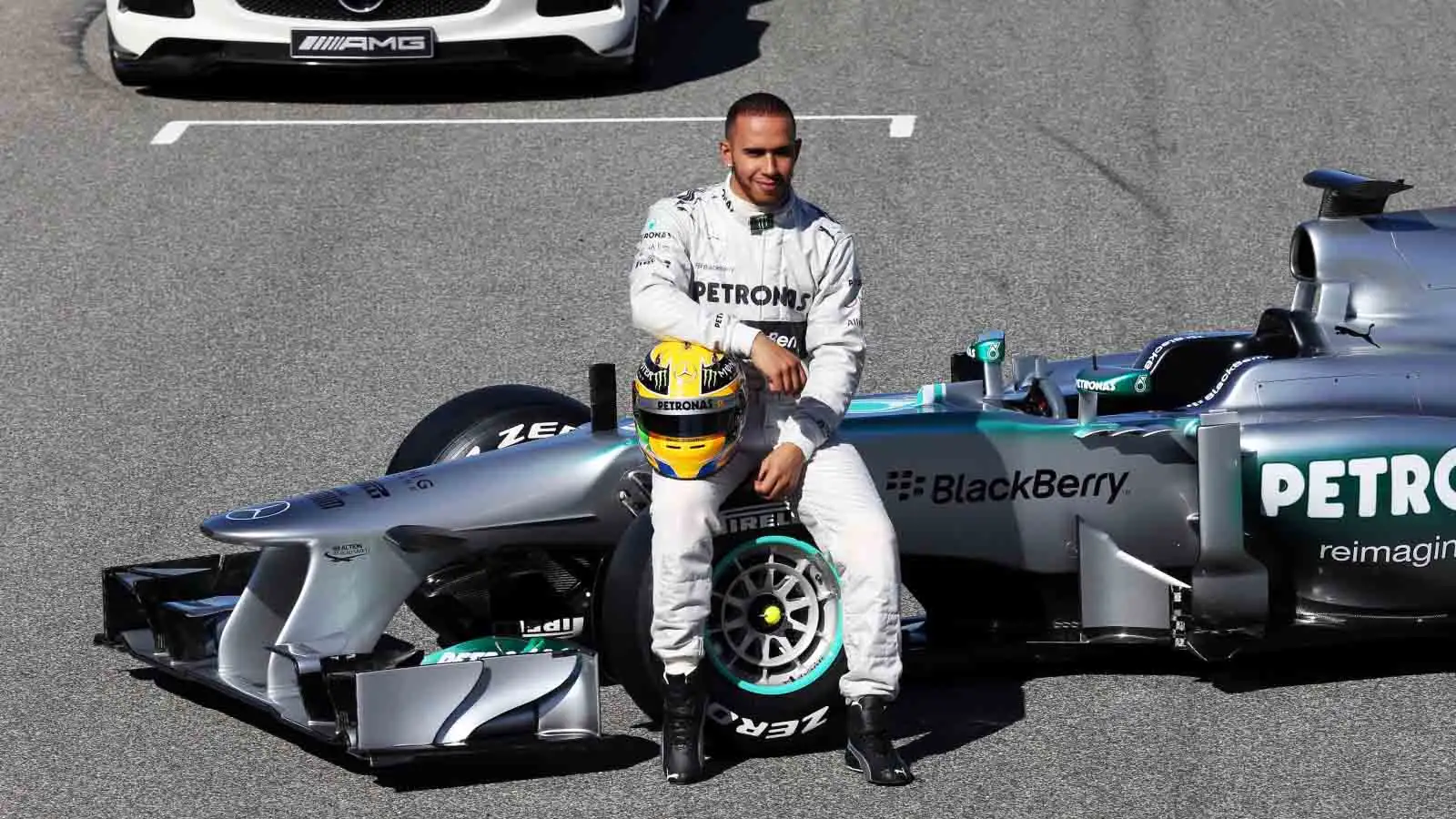 Lewis Hamilton sat on the Mercedes W03. Jerez February 2013.