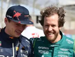 Sebastian Vettel reacts to Max Verstappen breaking his all-time consecutive win record