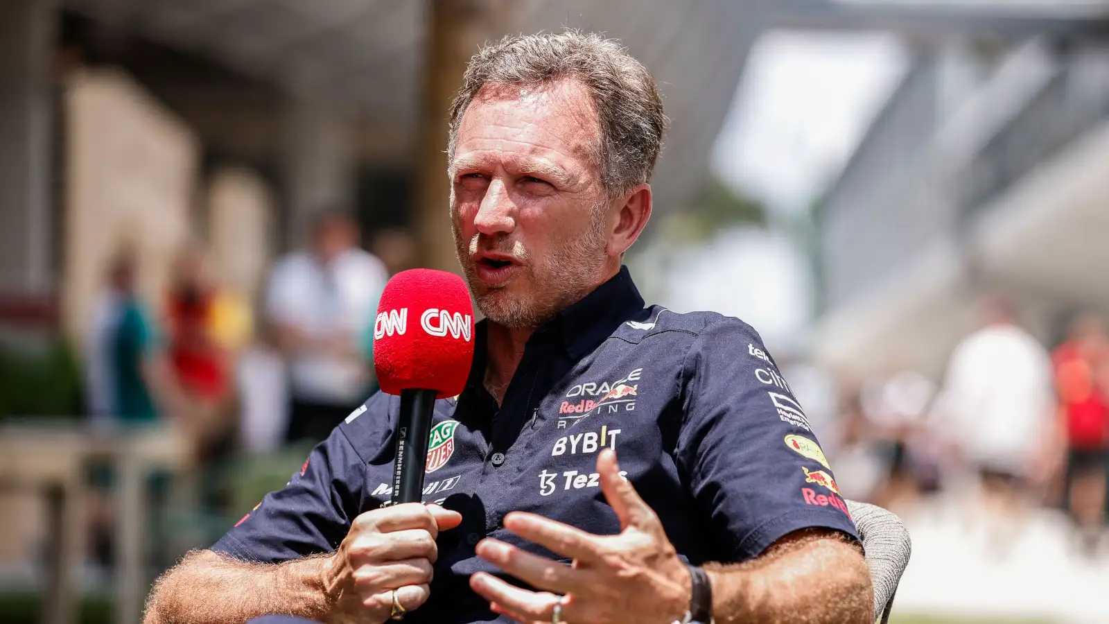 Christian Horner microphone CNN. Miami May 2022