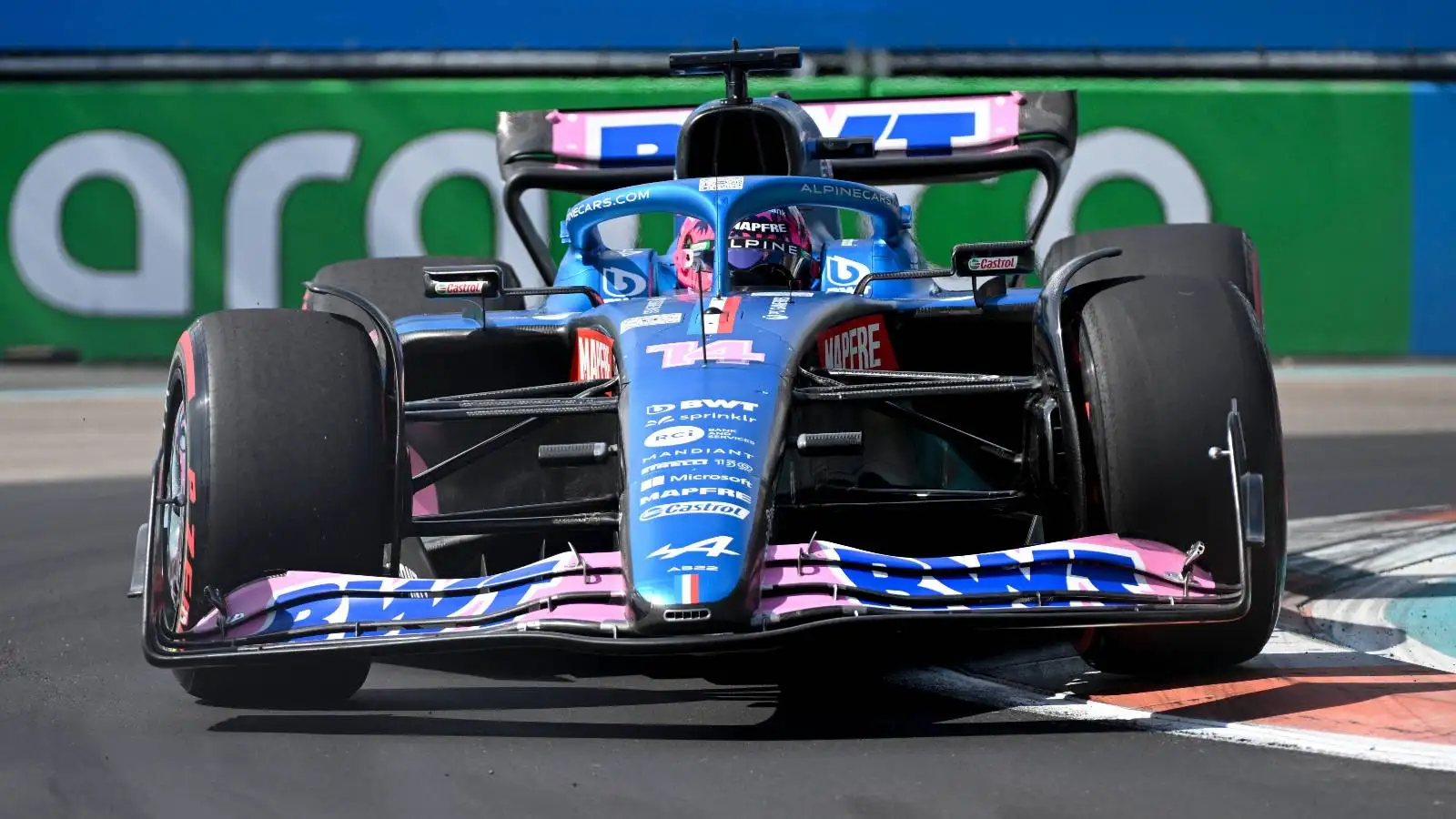 Fernando Alonso, Alpine, on-track in Miami. United States, May 2022.