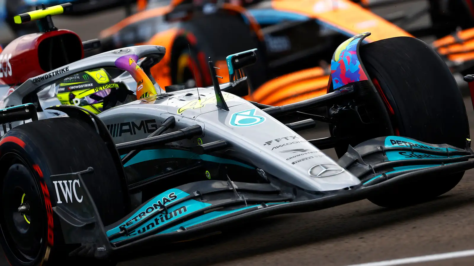 Lewis Hamilton drives his Mercedes during practice for the Miami Grand Prix. Miami, May 2022