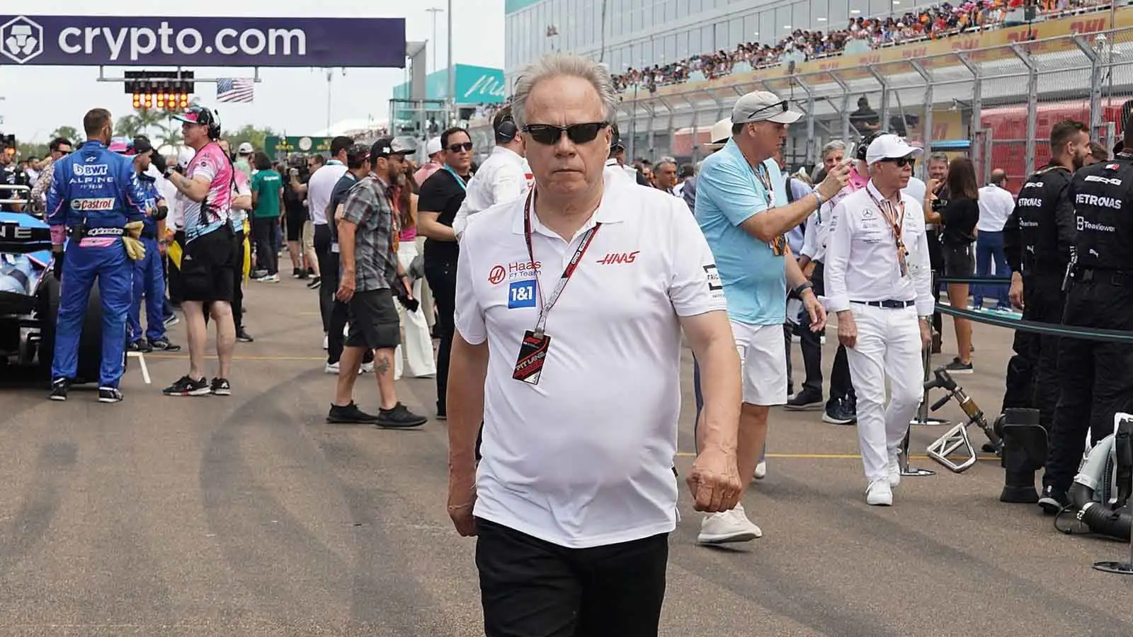 Gene Haas walks on the grid. Miami May 2022.