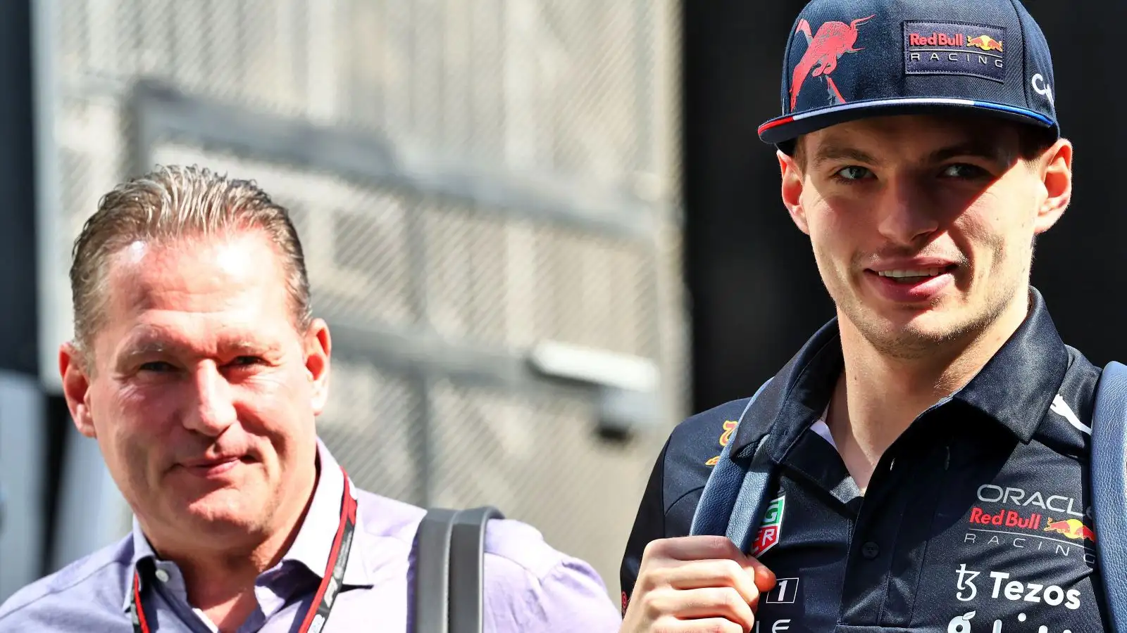 Jos and Max Verstappen arriving at the track. Jeddah, March 2022.