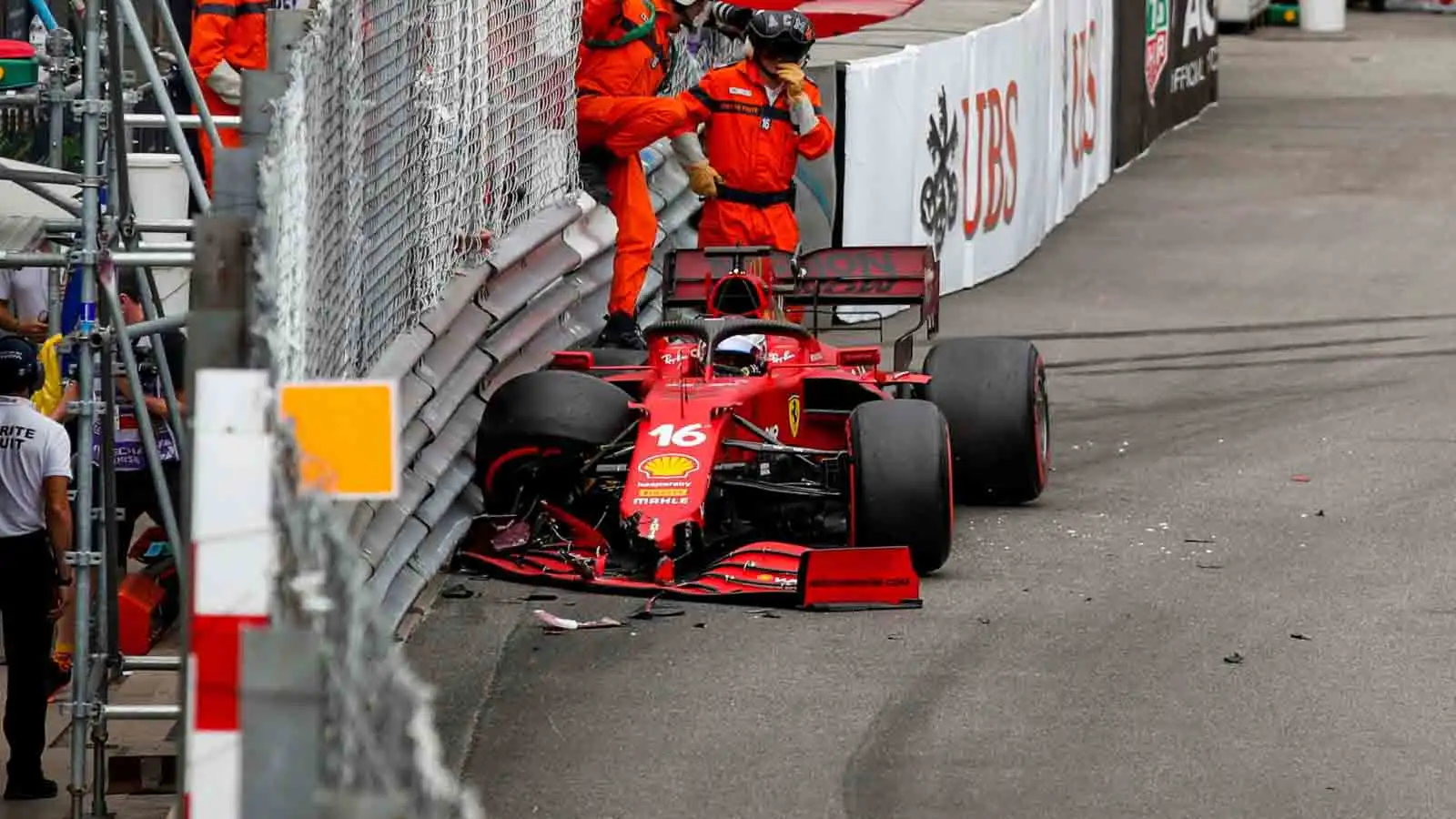 Charles Leclerc crashes out. Monaco May 2021.