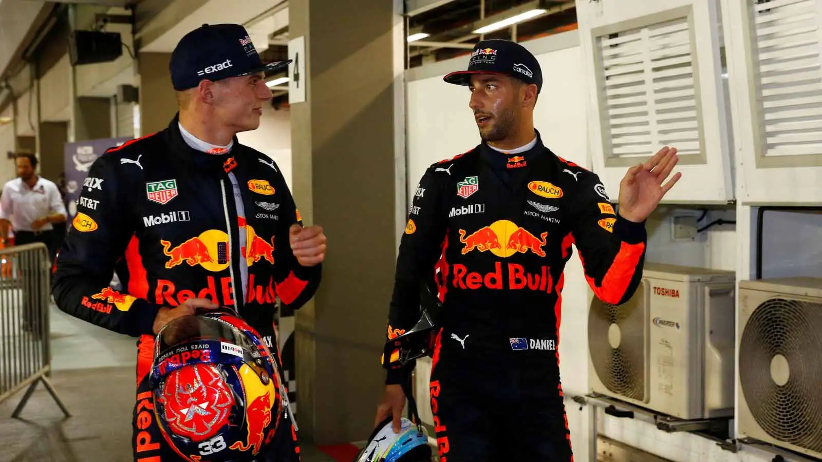 Max Verstappen and Daniel Ricciardo. Singapore September 2017.