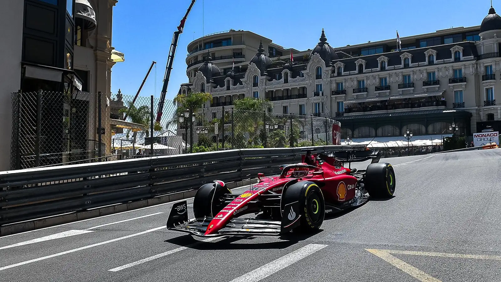 Ferrari's Charles Leclerc on track during first practice for the Monaco Grand Prix. Results