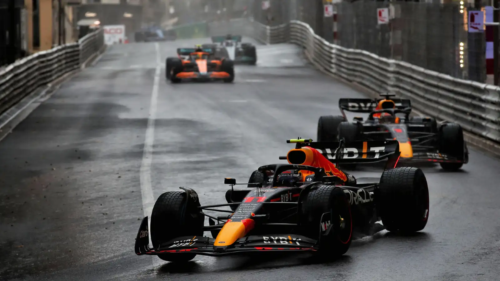 Red Bull's Sergio Perez on track during the Monaco Grand Prix. Monte Carlo, May 2022. Results