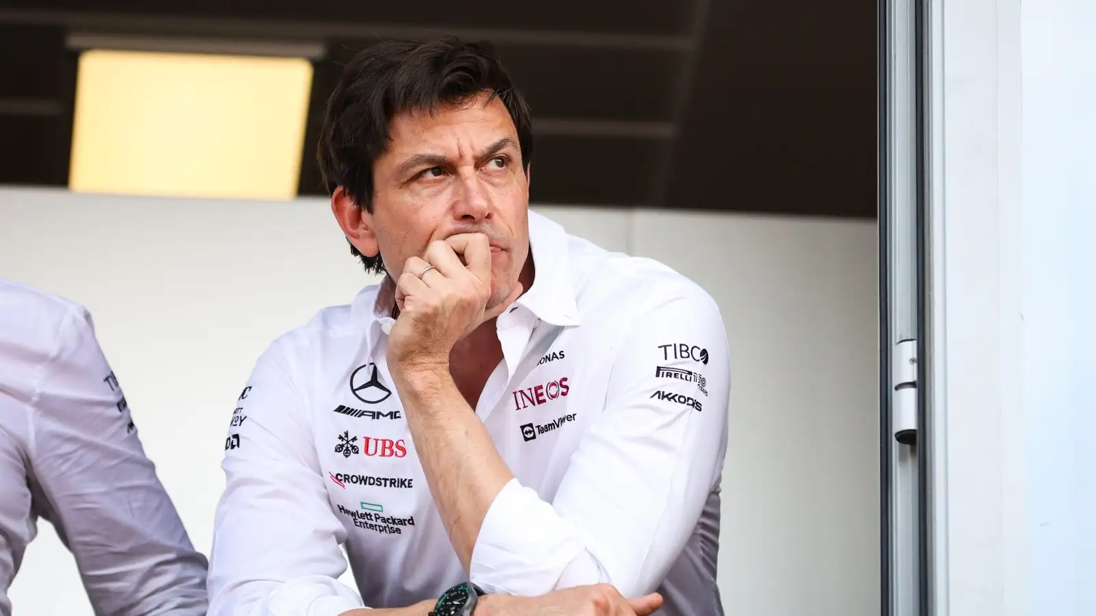 Toto Wolff thinking during the Monaco Grand Prix. Monaco, May 2022.