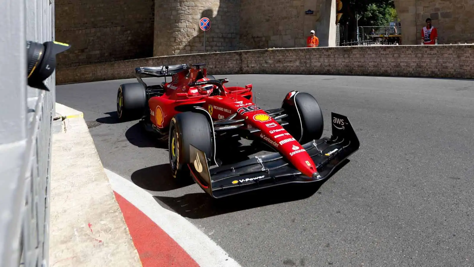Charles Leclerc at the castle in FP2. Baku June 2022.