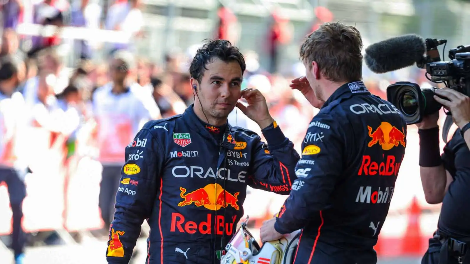 Sergio Perez with Max Verstappen. Baku June 2022.