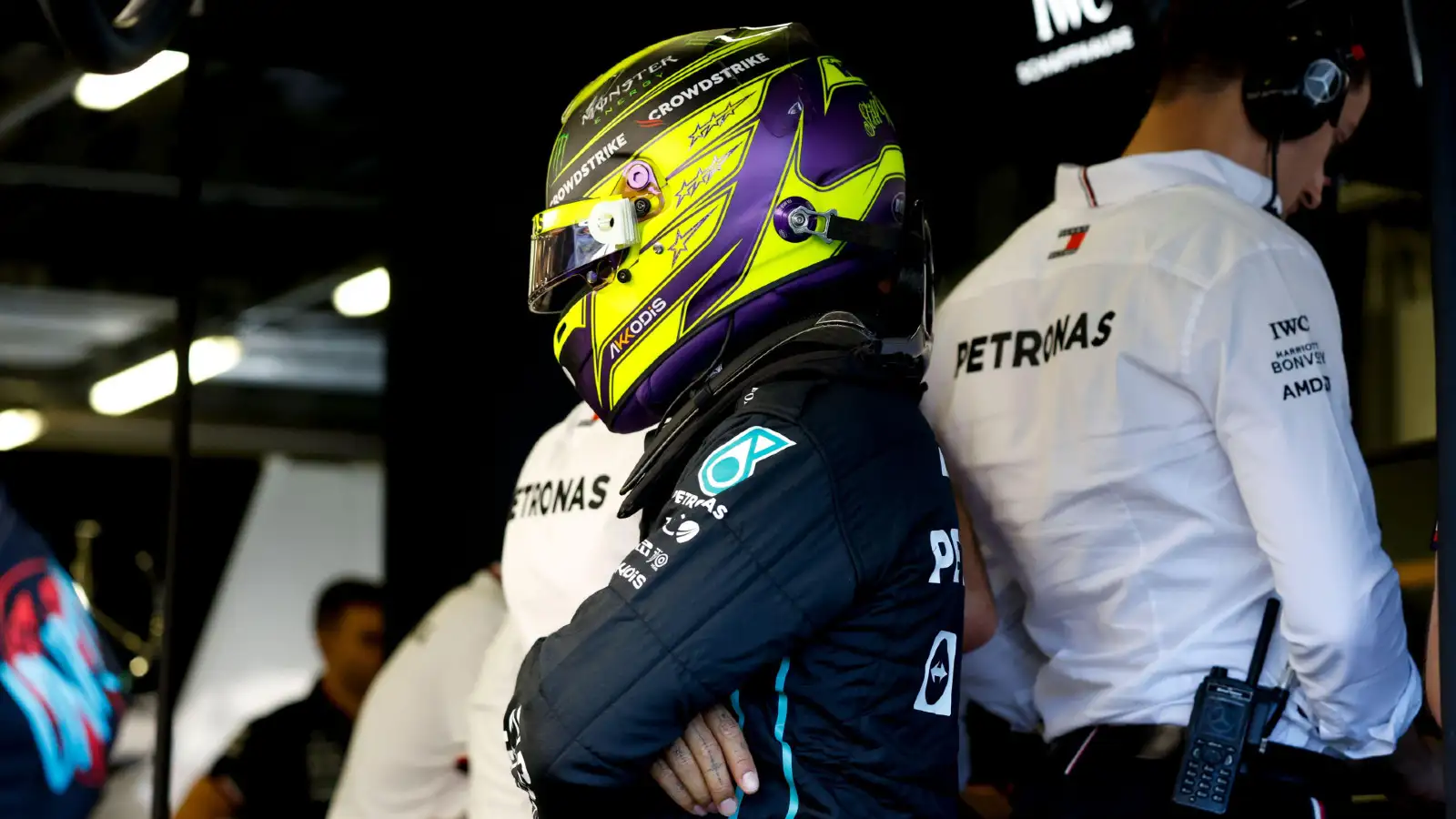 Mercedes' Lewis Hamilton during the Azerbaijan Grand Prix. Baku, June 2022.