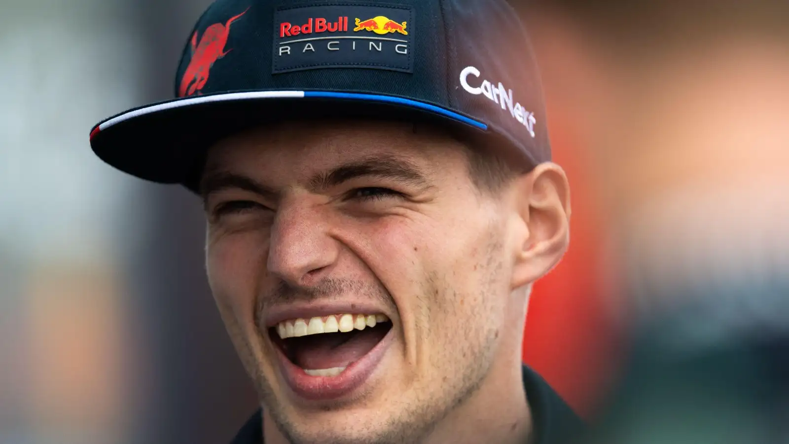 Max Verstappen, Red Bull, laughing. Canada, June 2022.