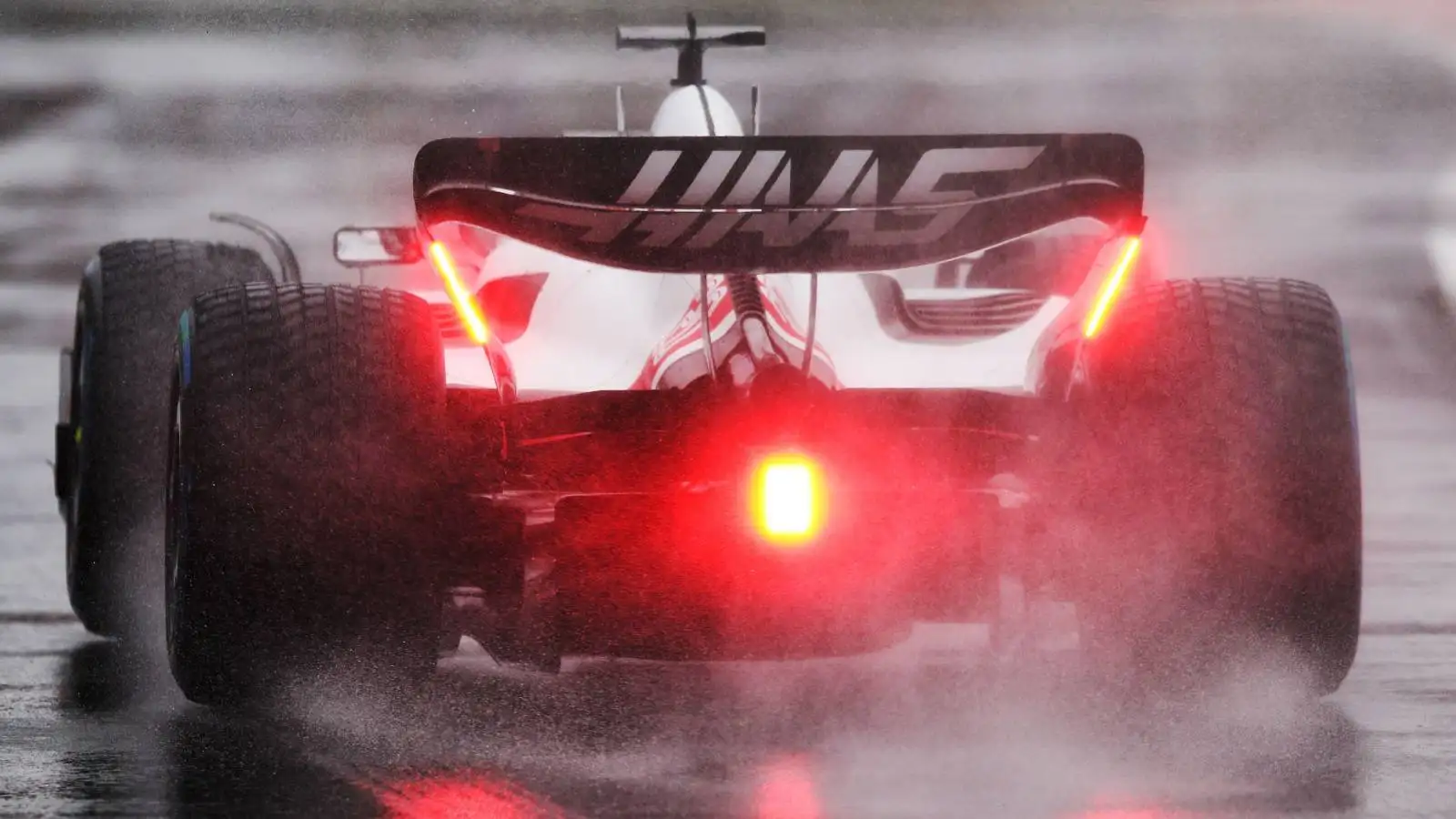 Kevin Magnussen drives the Haas in the wet. Canada, June 2022.