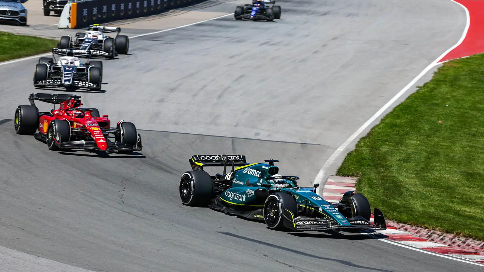 Charles Leclerc battles through the pack. Canada June 2022