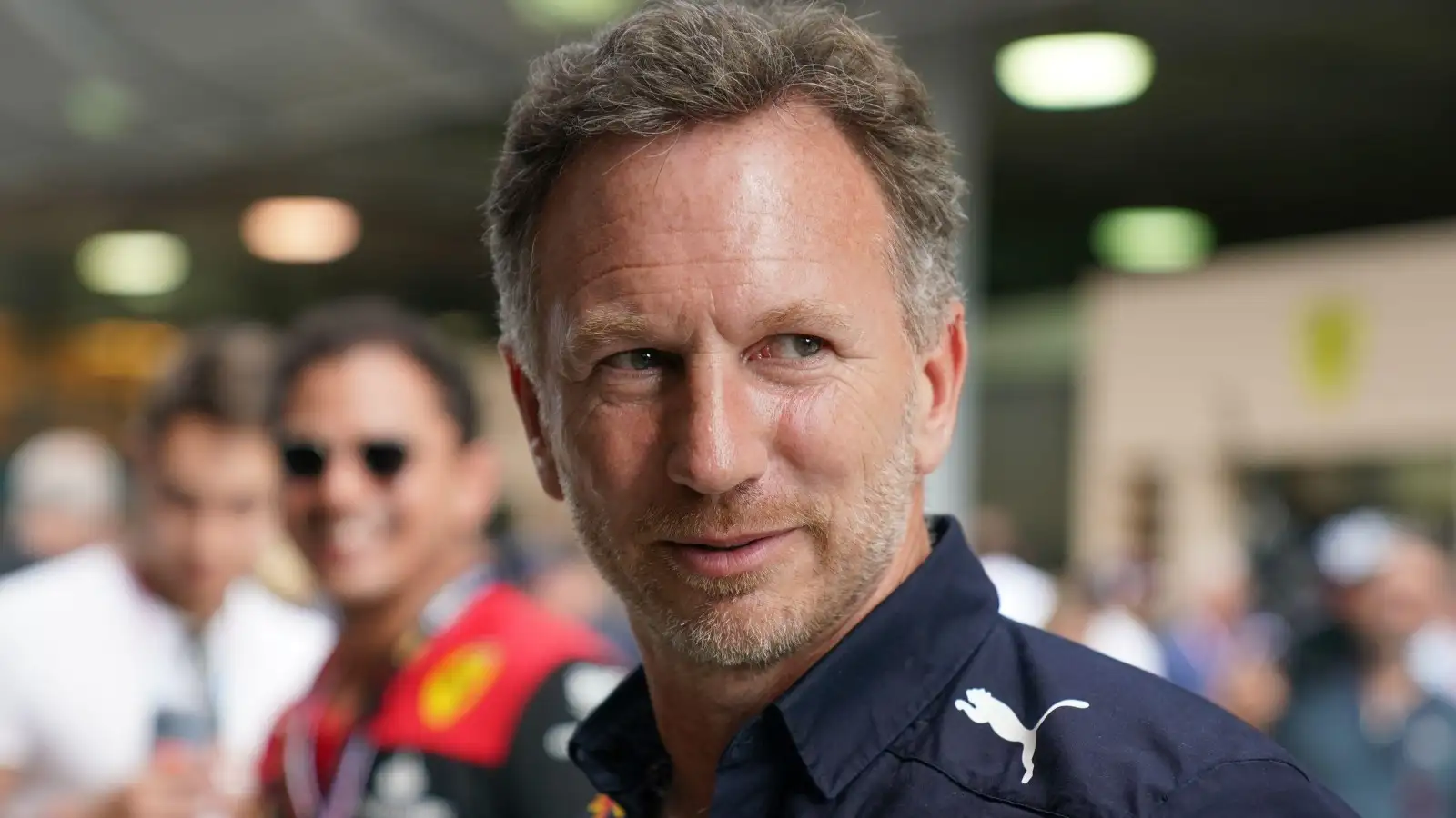 Christian Horner looking behind him. Miami, May 2022.