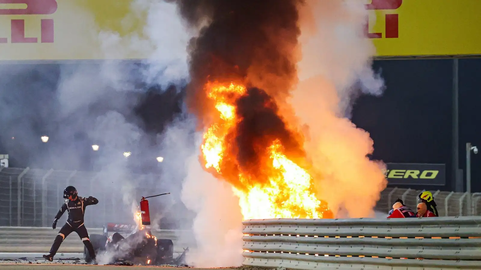 Romain Grosjean's crash in Bahrain. Bahrain, November 2020.