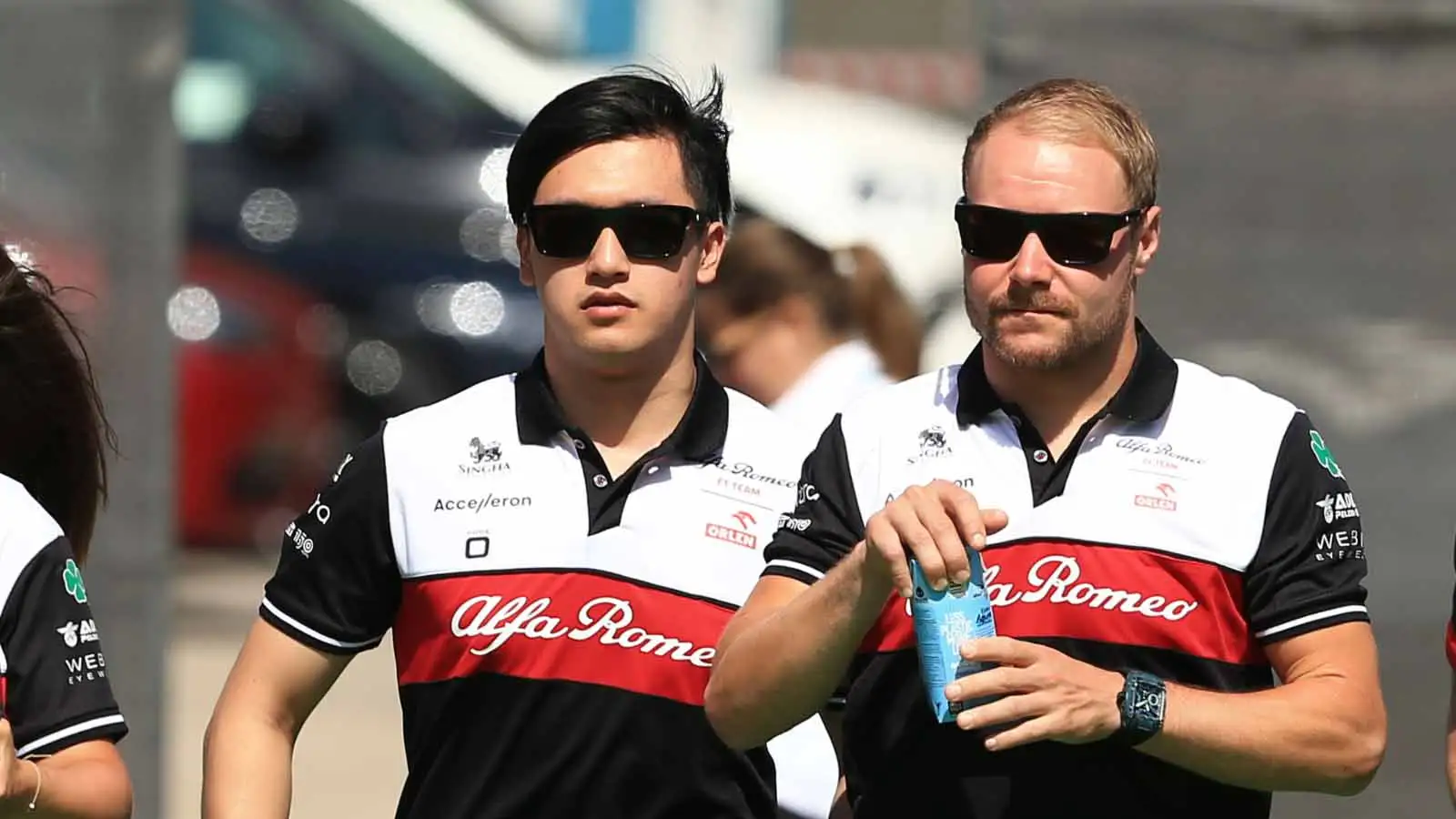 Zhou Guanyu and Valtteri Bottas. Barcelona May 2022.