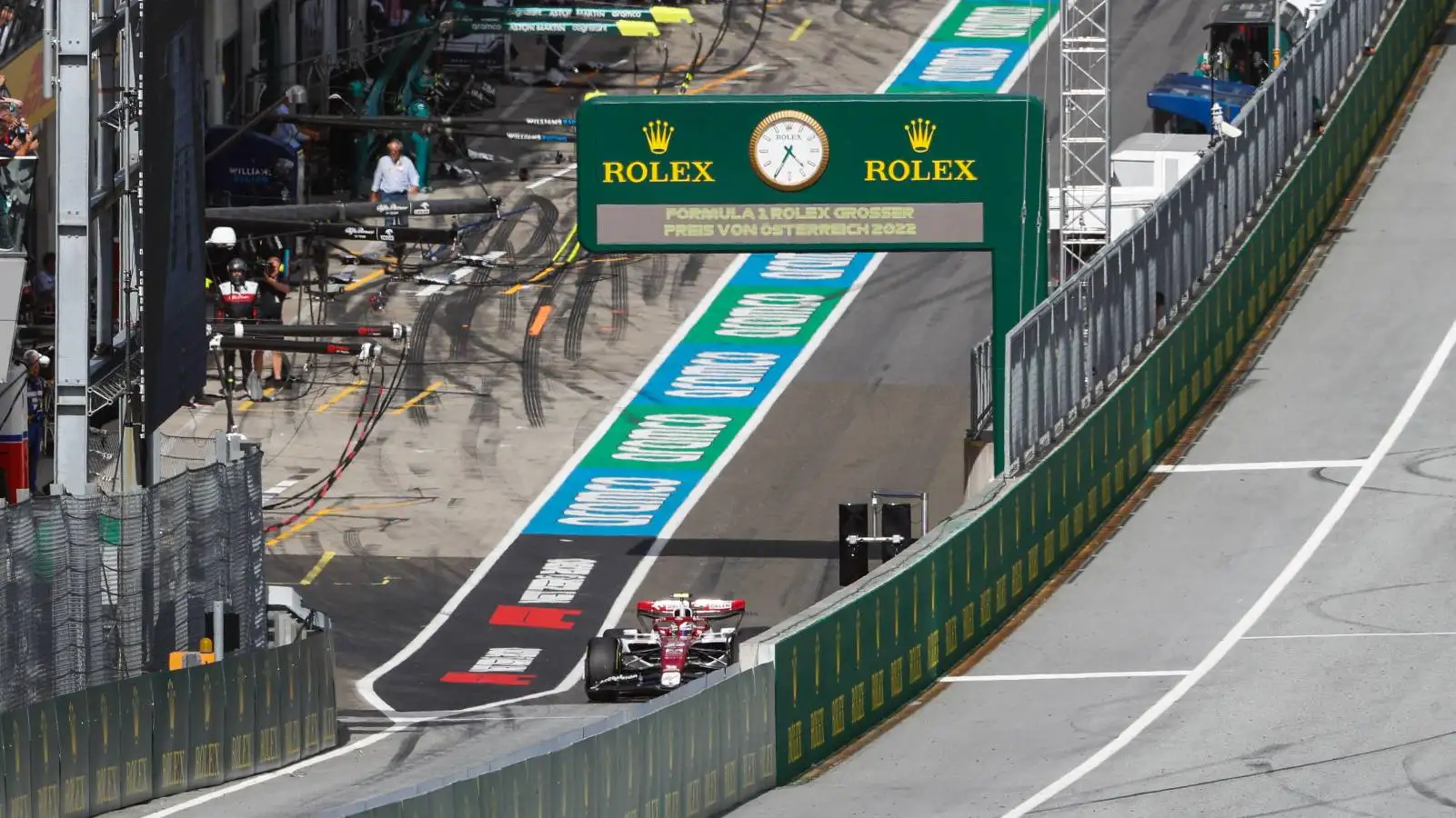 Zhou Guanyu starts the Austrian GP sprint from the pit lane. Red Bull Ring July 2022.