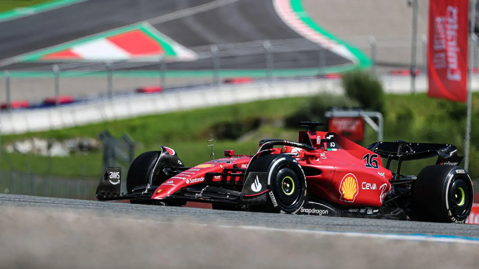 Ferrari's Charles Leclerc on track at the Austrian Grand Prix. Spielberg, July 2022.