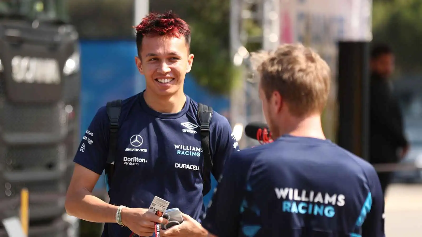 威廉姆斯driver Alex Albon arrives in the paddock. France July 2022.