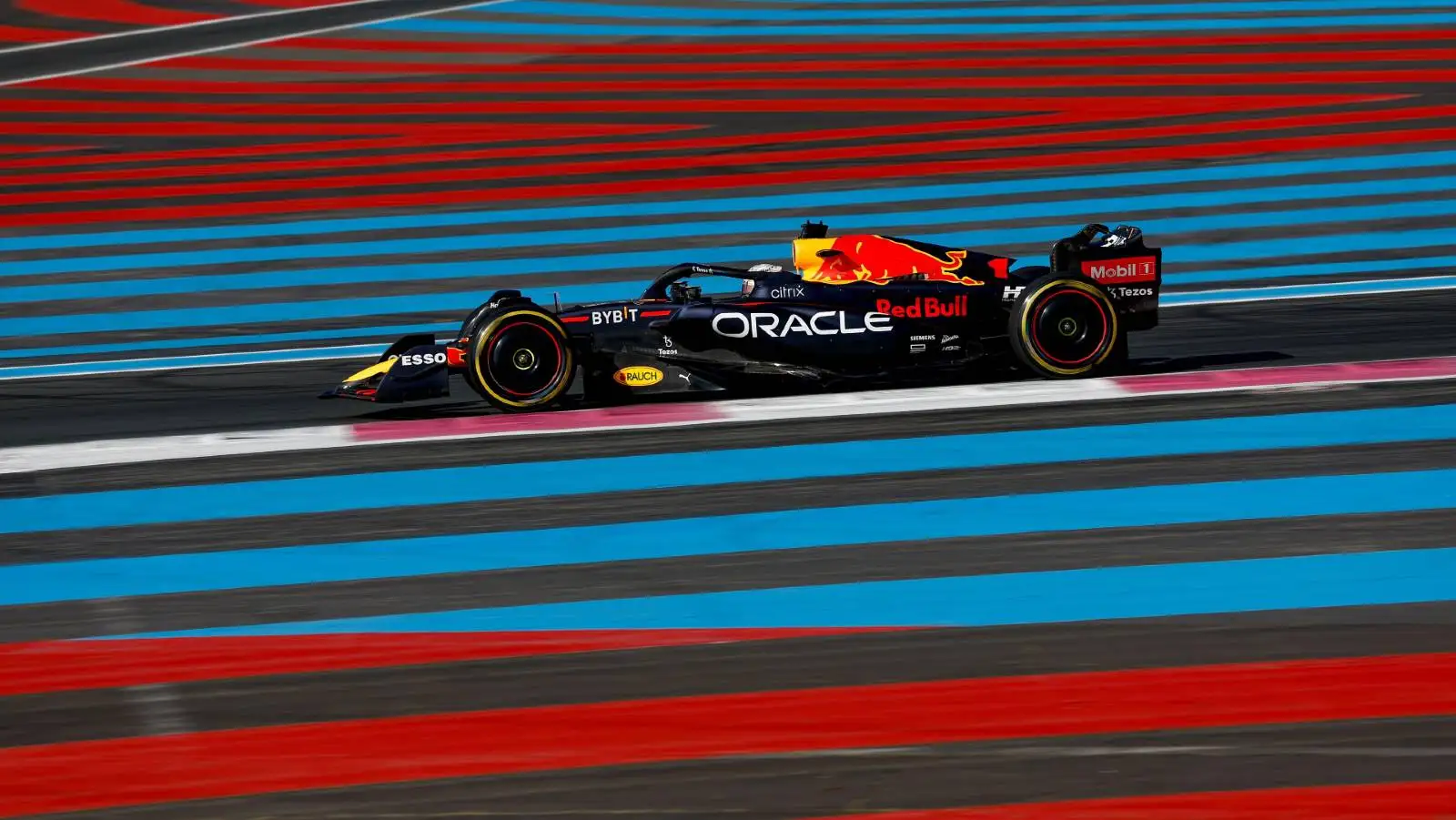 Max Verstappen's Red Bull in free practice for the French GP. Paul Ricard July 2022.