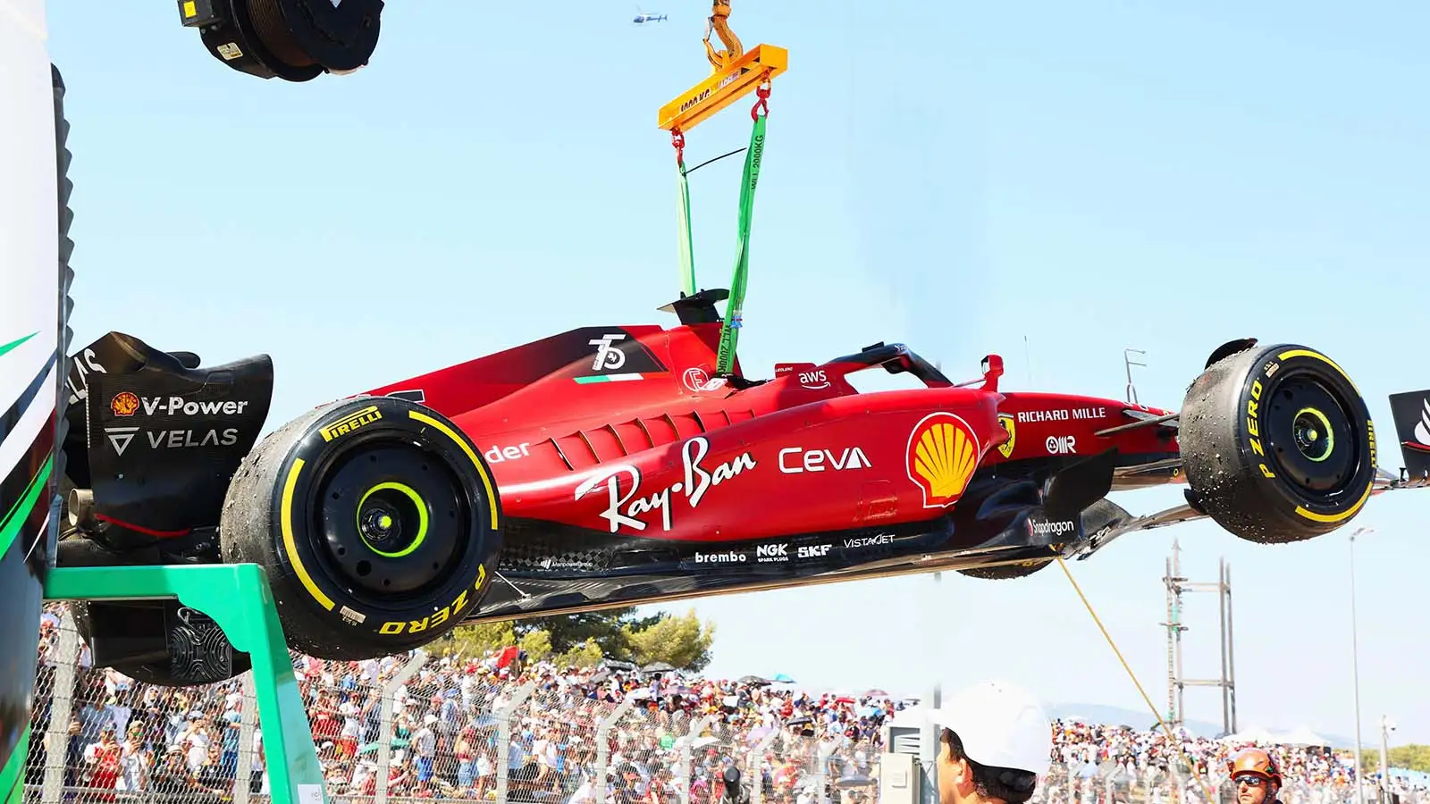 Charles Leclerc crashes at French Grand Prix. Le Castellet July 2022